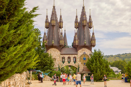 Sozopol Bulgaria 14 August 2023. Pictures with The Castle of Ravadinovo Bulgaria - In Love with the Wind, One of the most popular castles in Europe.のeditorial素材