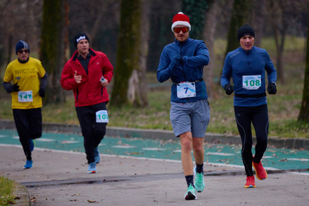 Pitesti, Romania December 10, 2023. running competition organized annually to attract people to do...
