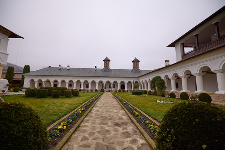 Aninoasa, Arges, Romania December 10, 2023. Aninoasa Monastery, exterior and interior images of the monastery.のeditorial素材