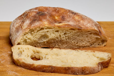 sticky bread on a wooden table in the kitchen.
