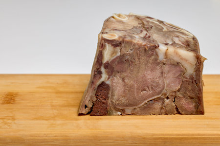 (Toba), traditional Romanian food product on a wooden chopper made with pork.の写真素材