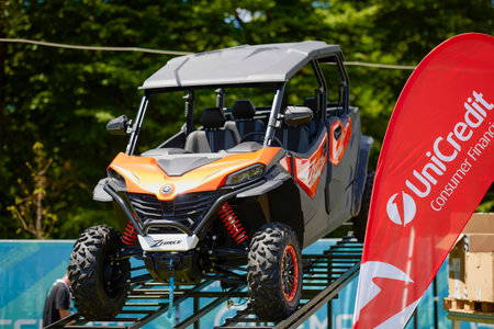 Mioveni Arges Romania June 15, 2024: images from the (CF Moto Festival) motorcycle parade where the...