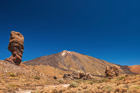 Beautiful mountain landscape in Tenerife with volcanic rock from Pico de Teide.の写真素材