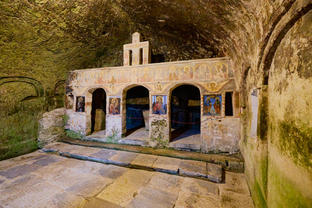 Images from Corbi de Piatra it is an ancient monastery, Dated from June 23, 1512, Located in Arges county, Muscel region, in Romaniaの写真素材