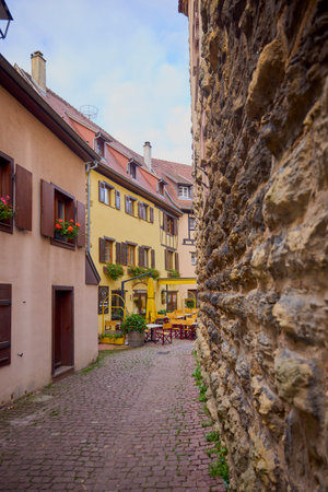 Eguisheim France Alsace Province October 17, 2025, images of buildings on the streets of the tourist area.の写真素材
