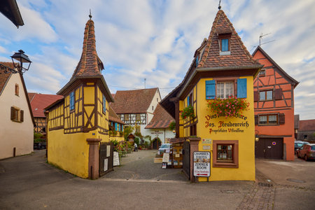 Eguisheim France Alsace Province October 17, 2025, images of buildings on the streets of the tourist area.の写真素材