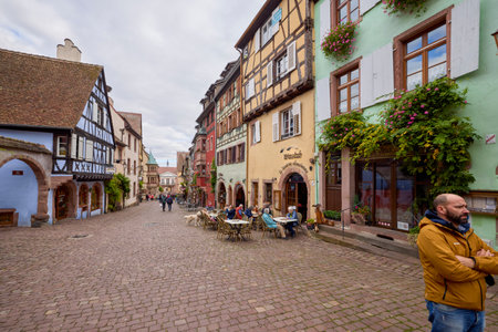 Riquewihr, France October 17, 2025. A small town in France located on the Alsace wine route, images of various tourist attractions specific to the area.の写真素材