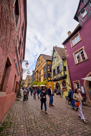 Riquewihr, France October 17, 2025. A small town in France located on the Alsace wine route, images of various tourist attractions specific to the area.の写真素材