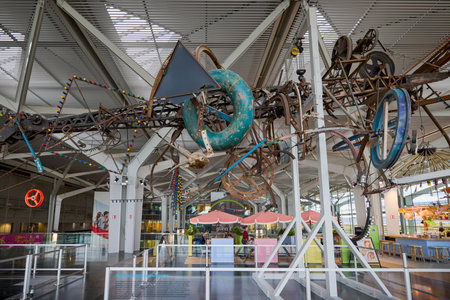 Basel - Switzerland October 24, 2025, exterior and interior view of the Basel EuroAirport, which has exits in two states, Switzerland and France, and is also near the border with Germany.のeditorial素材