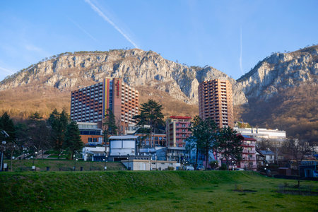 Baile Herculane Romania December 15, 2025. It is the oldest tourist resort in the country and also among the most important and visited permanent spa resorts in Romania and Eastern Europe.のeditorial素材