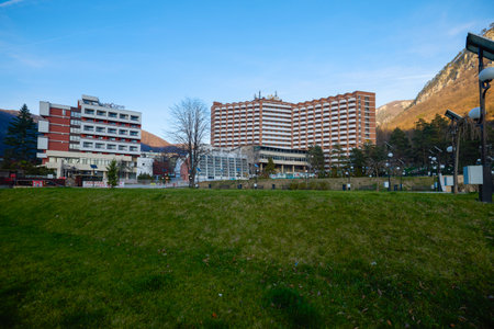 Baile Herculane Romania December 15, 2025. It is the oldest tourist resort in the country and also among the most important and visited permanent spa resorts in Romania and Eastern Europe.のeditorial素材