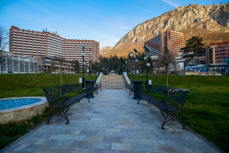 Baile Herculane Romania December 15, 2025. It is the oldest tourist resort in the country and also among the most important and visited permanent spa resorts in Romania and Eastern Europe.のeditorial素材