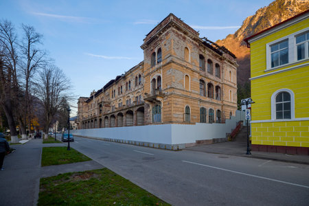 Baile Herculane Romania December 15, 2025. It is the oldest tourist resort in the country and also among the most important and visited permanent spa resorts in Romania and Eastern Europe.のeditorial素材