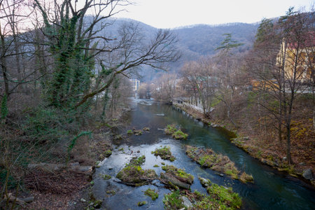 Baile Herculane Romania December 15, 2025. It is the oldest tourist resort in the country and also among the most important and visited permanent spa resorts in Romania and Eastern Europe.のeditorial素材