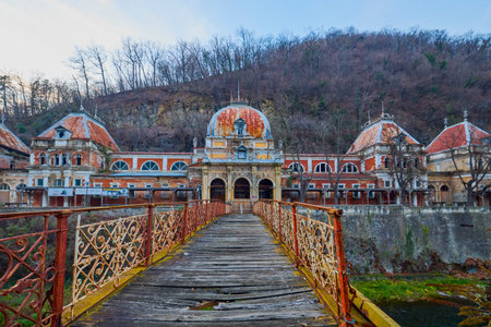 Baile Herculane Romania December 15, 2025. It is the oldest tourist resort in the country and also among the most important and visited permanent spa resorts in Romania and Eastern Europe.のeditorial素材
