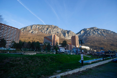 Baile Herculane Romania December 15, 2025. It is the oldest tourist resort in the country and also among the most important and visited permanent spa resorts in Romania and Eastern Europe.のeditorial素材