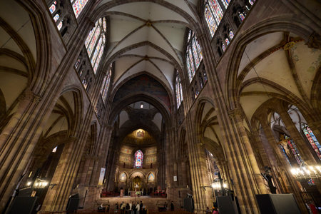 Strasbourg France October 20, 2025, interior images of Notre-Dame Cathedral in Strasbourgのeditorial素材
