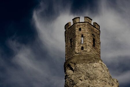 Virgin tower of Devin castle near Bratislava, Slovakiaの写真素材