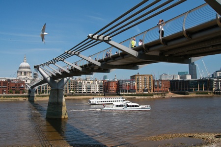 Millenium Bridge in central Londonの写真素材