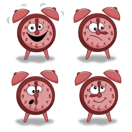 Funny alarm clock - set, isolatedのイラスト素材