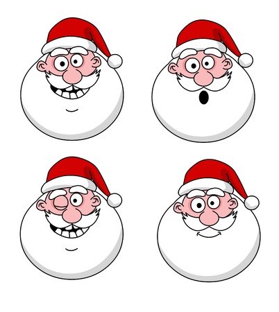 Four funny Santa Claus heads - setのイラスト素材