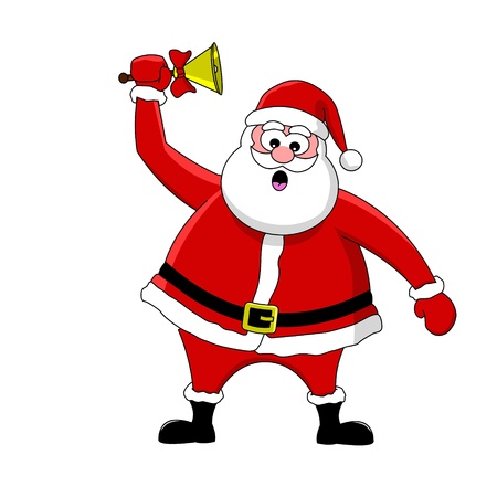 Funny cartoon Santa Claus and bellのイラスト素材