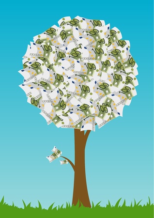 One hundred euro tree, blue skyのイラスト素材