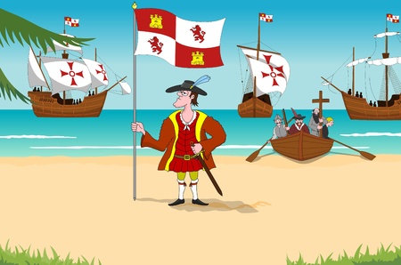 Discoverer Christopher Columbus, 1492 New Worldの写真素材