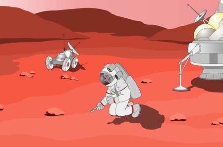 Astronaut on planet Marsの写真素材
