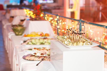 Luxury food on wedding table - canapの写真素材