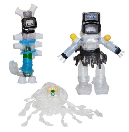 Monsters from plastic waste. Isolated on white background.の写真素材