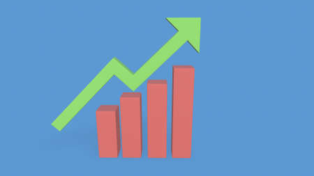 chart icon. Graph growing up movement growth progress 3D renderingの写真素材