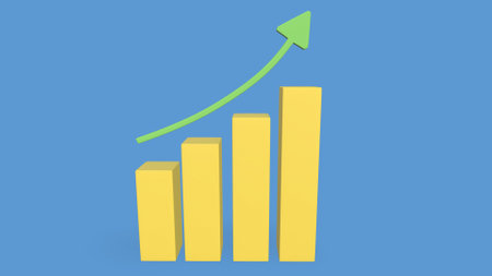 chart icon. Graph growing up movement growth progress 3D renderingの写真素材