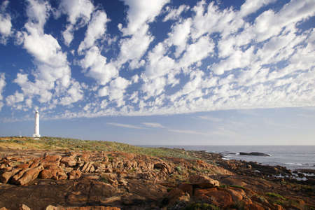 Cape Leeuwin Lighthouse of Western Australia, on fluffy clouds.の写真素材