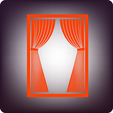 Red curtain icon on rectangular frame on bluish backgroundのイラスト素材
