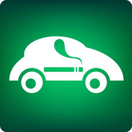 Green background with white icon of a car with cigarette insideのイラスト素材