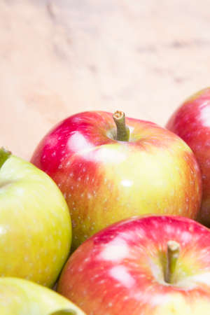 apples on a wooden backgroundの写真素材