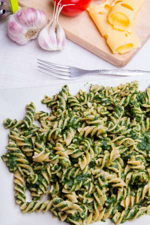 pasta with spinachの写真素材