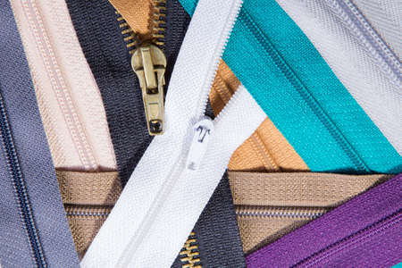 Colorful zippersの写真素材