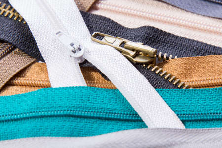 Colorful zippersの写真素材