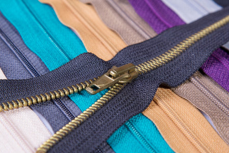 Colorful zippersの写真素材
