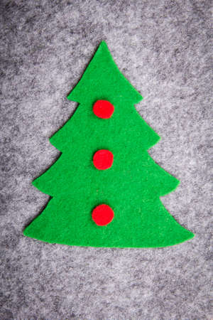 Christmas tree with felt decorationsの写真素材