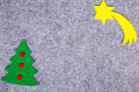 Christmas background with felt decorationsの写真素材