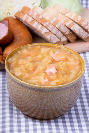 Bigos, sauerkraut and sausage stew with ingredients の写真素材