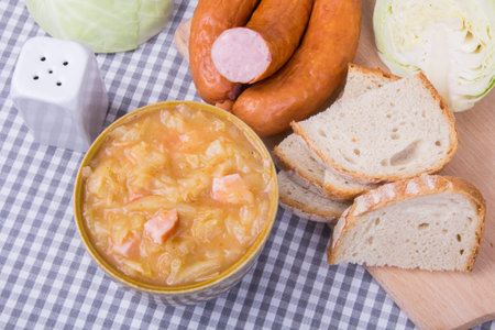 Bigos, sauerkraut and sausage stew with ingredients の写真素材