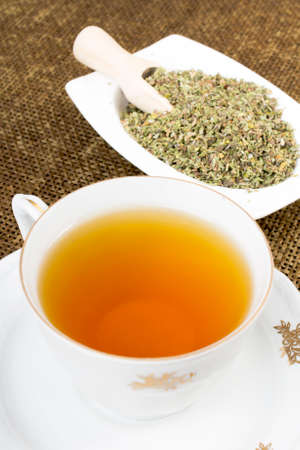 Cistus incanus tea and dried herbの写真素材
