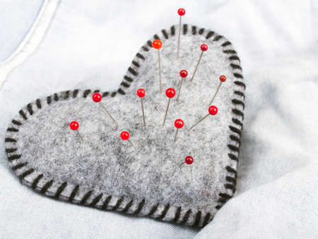 Heart shaped pincushionの写真素材