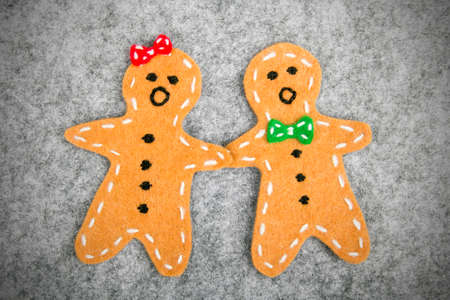 Christmas background with felt decorationsの写真素材