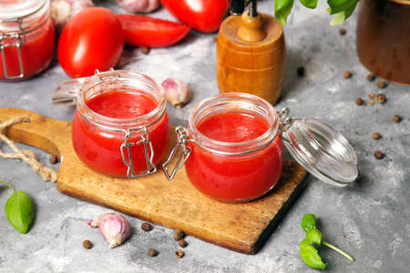 Tasty homemade tomato pureeの写真素材
