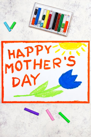Colorful drawing: Happy Mother's Day cardの写真素材